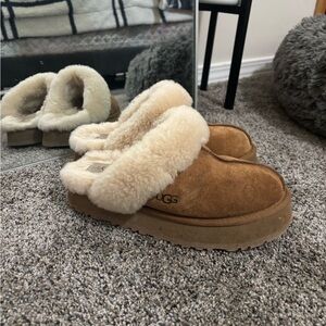 UGG Chestnut Suede Shearling-Lined Slip-On Clog